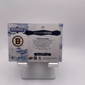 2023-24 Upper Deck Ice Matthew Poitras White Snowflake Auto #258 Boston Bruins back